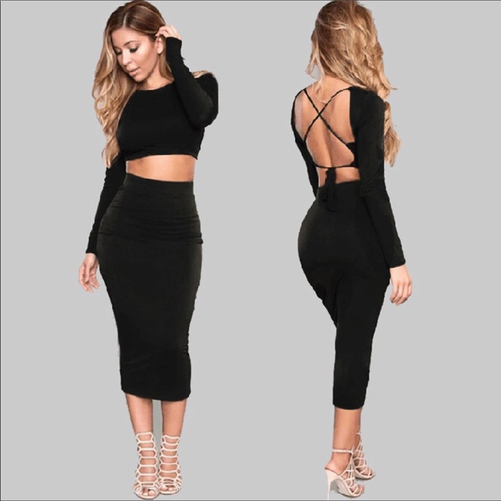 Why Don’t You Love Me Two Piece Skirt & Top- Black
